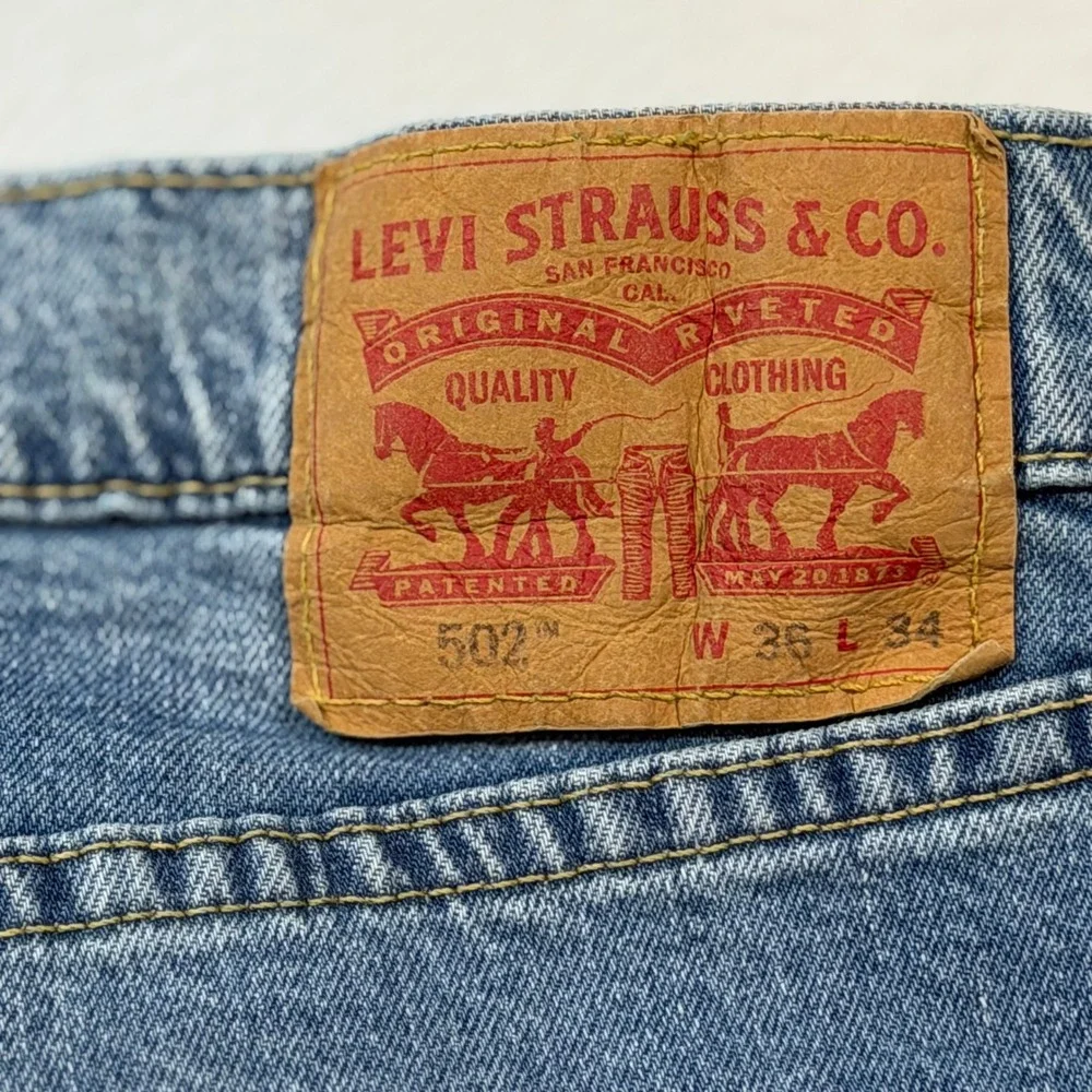 Levi's 502 Regular Taper Mens W36‎ L34 Blue Good Medium Wash Denim Jeans